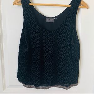 ASTR Black velvet and beaded crop top